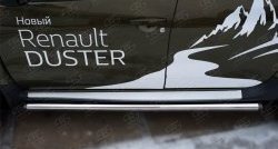 16 299 р. Защита порогов из круглой трубы диаметром 63 мм (рестайлинг) Russtal Renault Duster HS дорестайлинг (2010-2015) (Защита порогов с со скосами на торцах (вариант 1))  с доставкой в г. Кемерово. Увеличить фотографию 6