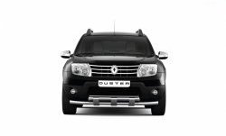 Защита переднего бампера PT GROUP двойная с пластинами Ø63/63мм (НПС) RENAULT Duster 2016- Renault Duster  HS (2015-2021) рестайлинг (Нержавеющая полированная сталь)