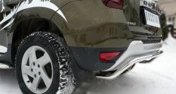 10 999 р. Защита заднего бампера из изогнутой трубы диаметром 42 мм (рестайлинг) SLITKOFF  Renault Duster  HS (2010-2021) дорестайлинг, рестайлинг  с доставкой в г. Кемерово. Увеличить фотографию 3