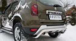 11 549 р. Защита заднего бампера (Ø63 мм волна, нержавейка) SLITKOFF  Renault Duster  HS (2015-2021) рестайлинг  с доставкой в г. Кемерово. Увеличить фотографию 2