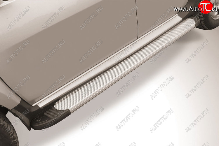 13 349 р. Пороги алюминиевые Slitkoff  Renault Duster  HS (2015-2021) рестайлинг (Optima Silver)  с доставкой в г. Кемерово