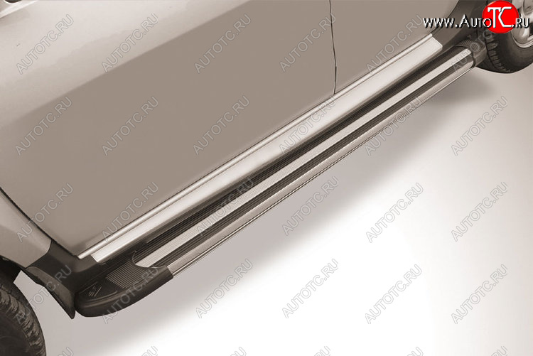 11 299 р. Пороги алюминиевые Slitkoff  Renault Duster  HS (2015-2021) рестайлинг (Luxe Black)  с доставкой в г. Кемерово