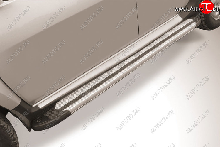 10 699 р. Пороги алюминиевые Slitkoff  Renault Duster  HS (2015-2021) рестайлинг (Luxe Silver)  с доставкой в г. Кемерово