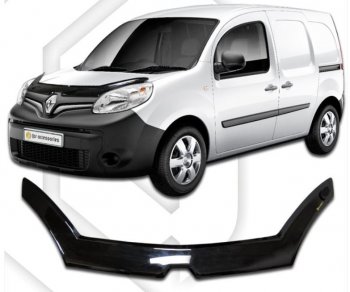 2 599 р. Дефлектор капота CA-Plastiс exclusive Renault Kangoo KW0 рестайлинг (2013-2016) (Classic черный, Без надписи)  с доставкой в г. Кемерово. Увеличить фотографию 1