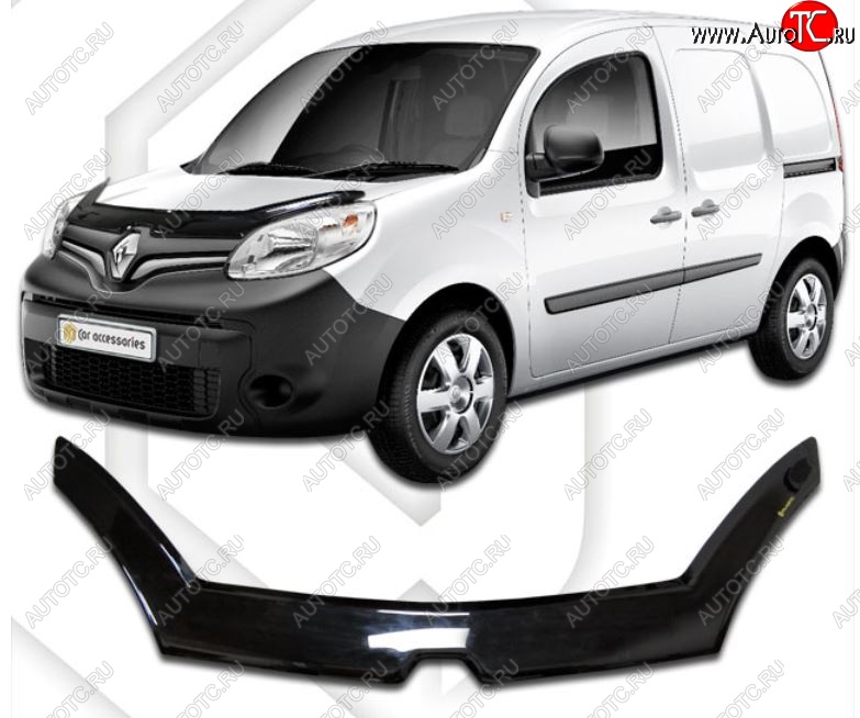 2 599 р. Дефлектор капота CA-Plastiс exclusive  Renault Kangoo  KW0 (2013-2016) рестайлинг (Classic черный, Без надписи)  с доставкой в г. Кемерово