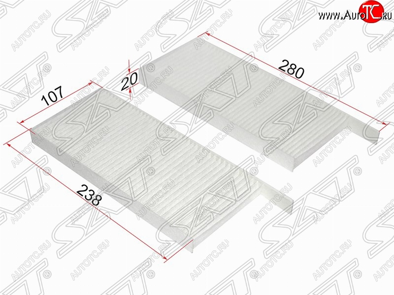 250 р. Фильтр салонный SAT (280/238х107х20 mm)  Renault Kangoo  KW0 - Master  FV,JV  с доставкой в г. Кемерово