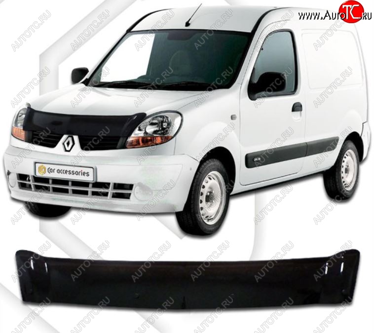 2 699 р. Дефлектор капота CA-Plastic Renault Kangoo KC рестайлинг (2003-2007) (серия Classic черный, Без надписи)  с доставкой в г. Кемерово