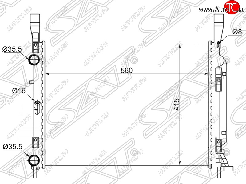 8 299 р. Радиатор двигателя SAT Renault Kangoo KW0 дорестайлинг (2008-2013)  с доставкой в г. Кемерово