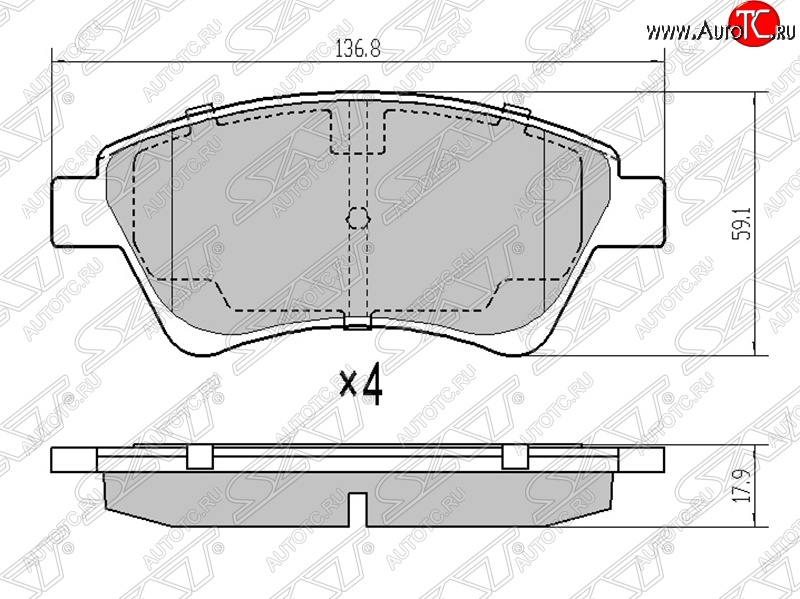 1 099 р. Колодки тормозные SAT (передние) Renault Scenic 2 (2003-2009)  с доставкой в г. Кемерово