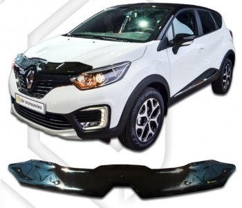 2 099 р. Дефлектор капота CA-Plastiс  Renault Kaptur (2016-2025) дорестайлинг, рестайлинг (Classic черный, Без надписи)  с доставкой в г. Кемерово. Увеличить фотографию 1