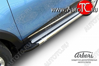 11 789 р. Порожки для ног Arbori Luxe Silver Renault Kaptur рестайлинг (2020-2025)  с доставкой в г. Кемерово