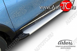 16 249 р. Порожки для ног Arbori Optima Silver Renault Kaptur рестайлинг (2020-2025)  с доставкой в г. Кемерово