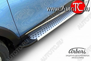 13 499 р. Порожки для ног Arbori Standart Silver  Renault Kaptur (2016-2025) дорестайлинг, рестайлинг  с доставкой в г. Кемерово