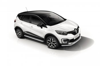 26 389 р. Порожки для ног из трубы Ø51 с алюминиевой площадкой Petroil Tuning  Renault Kaptur (2016-2025) дорестайлинг, рестайлинг (Нержавеющая полированная сталь)  с доставкой в г. Кемерово. Увеличить фотографию 1