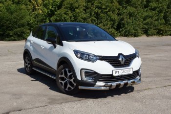 26 389 р. Порожки для ног из трубы Ø51 с алюминиевой площадкой Petroil Tuning  Renault Kaptur (2016-2025) дорестайлинг, рестайлинг (Нержавеющая полированная сталь)  с доставкой в г. Кемерово. Увеличить фотографию 2