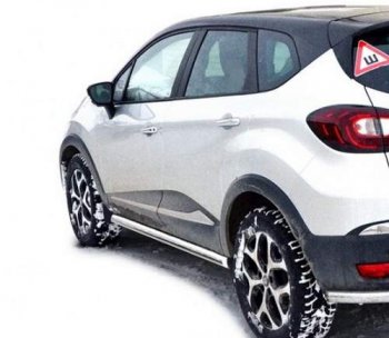 Защита порогов ТехноСфера (Техно Сфера) (нержавейка, 63.5 mm) Renault Kaptur (2016-2025) дорестайлинг, рестайлинг