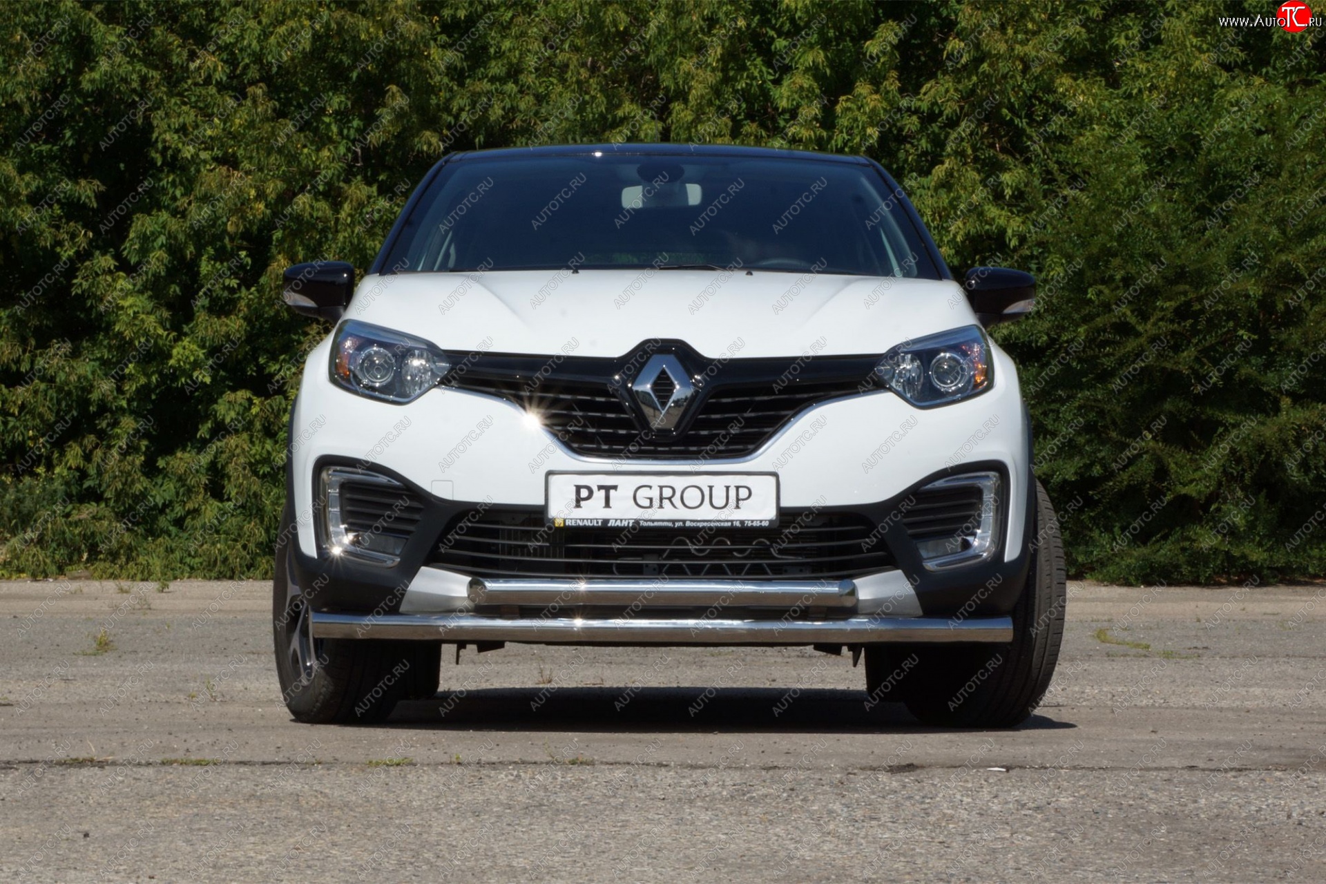 22 349 р. Защита переднего бампера двойная из труб d63/63 мм Petroil Tuning  Renault Kaptur (2016-2020) дорестайлинг (Нержавеющая полированная сталь)  с доставкой в г. Кемерово