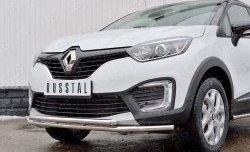 16 849 р. Защита переднего бампера (2 трубыØ42 мм, нержавейка) SLITKOFF  Renault Kaptur (2016-2020) дорестайлинг  с доставкой в г. Кемерово. Увеличить фотографию 4