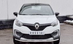 Защита переднего бампера (Ø42 мм, нержавейка) SLITKOFF Renault Kaptur (2016-2020) дорестайлинг