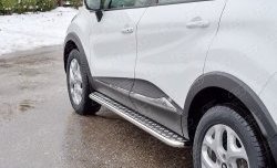 24 649 р. Порожки для ног (Ø42) SLITKOFF  Renault Kaptur (2016-2025) дорестайлинг, рестайлинг (лист - алюминий, профиль - нержавейка)  с доставкой в г. Кемерово. Увеличить фотографию 2
