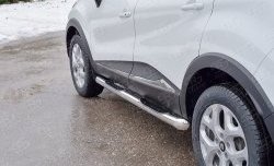 24 549 р. Защита порогов с пластиковыми вставками для ног из овальной трубы диаметром 75x42 мм SLITKOFF  Renault Kaptur (2016-2025) дорестайлинг, рестайлинг  с доставкой в г. Кемерово. Увеличить фотографию 2