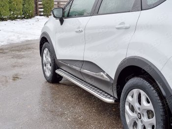 22 999 р. Широкая защита порогов из трубы диаметром 42 мм SLITKOFF v2  Renault Kaptur (2016-2025) дорестайлинг, рестайлинг  с доставкой в г. Кемерово. Увеличить фотографию 2