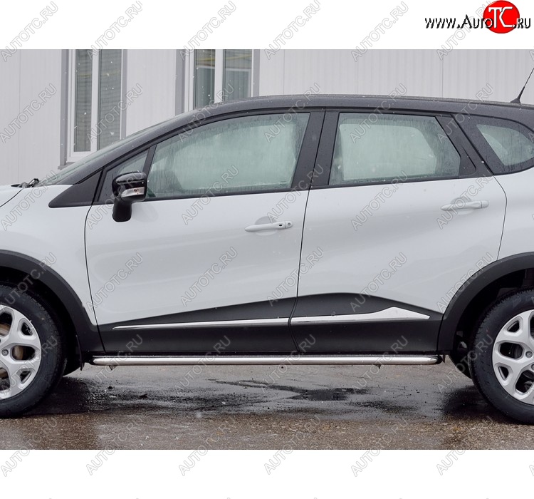 22 999 р. Широкая защита порогов из трубы диаметром 42 мм SLITKOFF v2  Renault Kaptur (2016-2025) дорестайлинг, рестайлинг  с доставкой в г. Кемерово