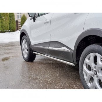 15 599 р. Защита порогов из круглой трубы диаметром 42 мм SLITKOFF v3 Renault Kaptur рестайлинг (2020-2025)  с доставкой в г. Кемерово. Увеличить фотографию 2