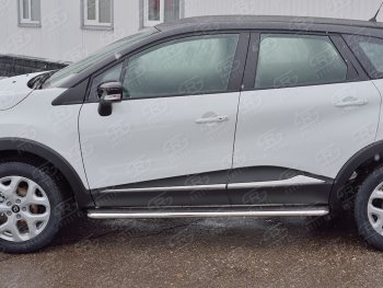 35 549 р. Широкая защита порогов с трубой диаметром 42 мм SLITKOFF v3  Renault Kaptur (2016-2025) дорестайлинг, рестайлинг  с доставкой в г. Кемерово. Увеличить фотографию 2