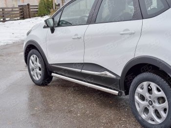 18 799 р. Защита порогов из круглой трубы диаметром 63 мм SLITKOFF v2 Renault Kaptur рестайлинг (2020-2025)  с доставкой в г. Кемерово. Увеличить фотографию 2