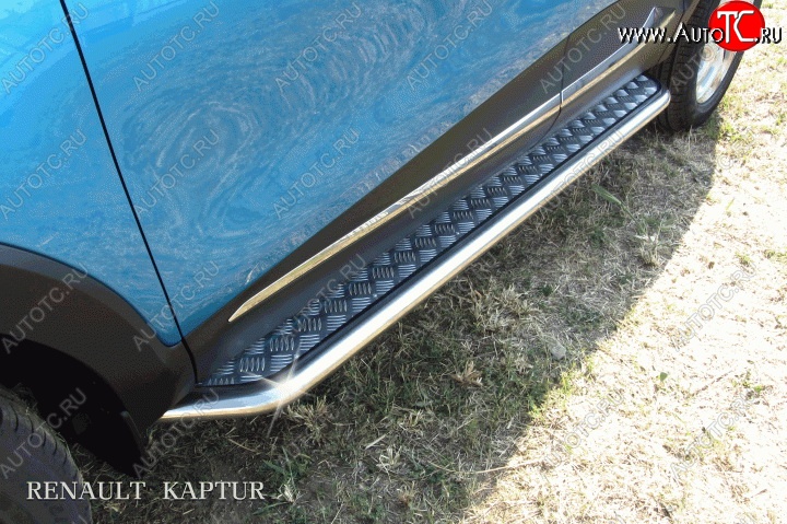 14 449 р. Широкая защита порогов с трубой диаметром d57 Slitkoff Renault Kaptur рестайлинг (2020-2025) (Для автомобиля 2WD)  с доставкой в г. Кемерово
