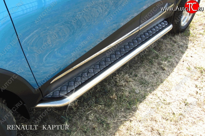 15 349 р. Широкая защита порогов с трубой диаметром d42 Slitkoff Renault Kaptur рестайлинг (2020-2025) (Для автомобиля 2WD)  с доставкой в г. Кемерово