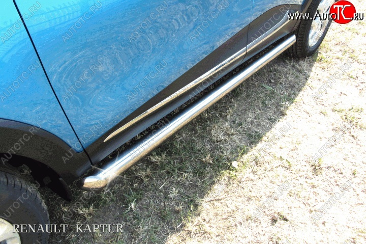 15 299 р. Защита порогов из круглой трубы диаметром 76 мм Slitkoff Renault Kaptur рестайлинг (2020-2025) (Для автомобиля 2WD)  с доставкой в г. Кемерово