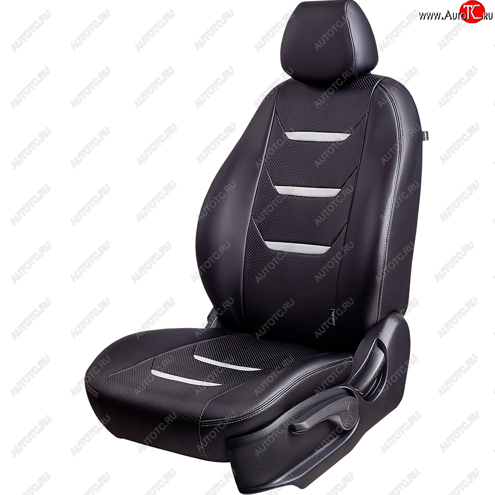 10 299 р. Чехлы для сидений Lord Autofashion Турин 2 (экокожа)  Renault Kaptur (2016-2025) дорестайлинг, рестайлинг (Чёрный/Чёрный/Белый/Белый)  с доставкой в г. Кемерово