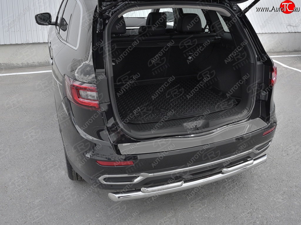 2 099 р. Накладка защитная на задний бампер Russtal (лист нерж зеркальный) Renault Koleos 2 (2016-2025)  с доставкой в г. Кемерово