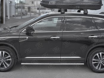 16 649 р. Пороги труба 75х42 Russtal (овал с проступью) Renault Koleos 2 (2016-2025)  с доставкой в г. Кемерово. Увеличить фотографию 2