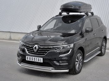 21 749 р. Защита переднего бампера (2 трубы Ø63 и 42 мм, нержавейка) SLITKOFF  Renault Koleos  2 (2016-2025)  с доставкой в г. Кемерово. Увеличить фотографию 2