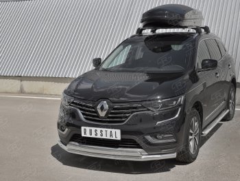 16 099 р. Защита переднего бампера (2 трубы Ø63 и 75х42 мм, нержавейка) Russtal Renault Koleos 2 (2016-2025)  с доставкой в г. Кемерово. Увеличить фотографию 2