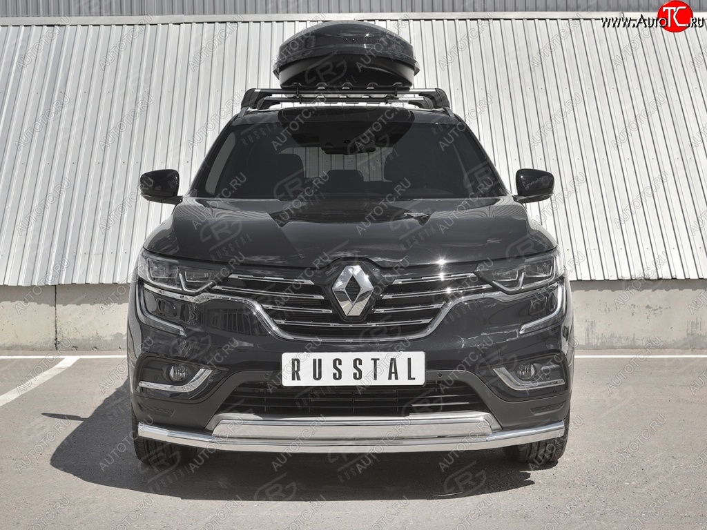 16 099 р. Защита переднего бампера (2 трубы Ø63 и 75х42 мм, нержавейка) Russtal Renault Koleos 2 (2016-2025)  с доставкой в г. Кемерово