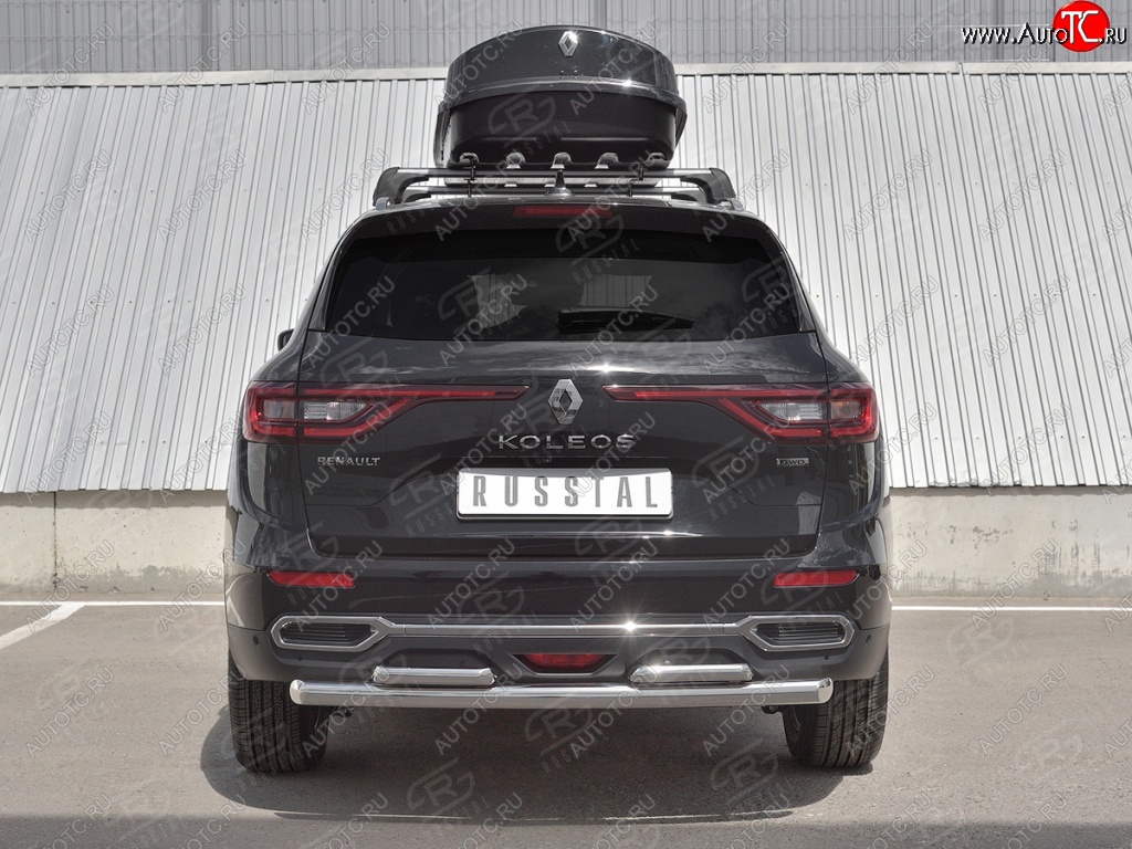 18 849 р. Защита заднего бампера (2 трубы Ø63 и 42 мм, нержавейка) SLITKOFF  Renault Koleos  2 (2016-2025)  с доставкой в г. Кемерово