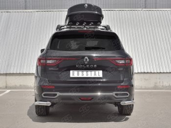 Защита заднего бампера (Ø63 мм уголки, нержавейка) SLITKOFF Renault Koleos 2 (2016-2025)