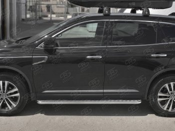 24 649 р. Пороги SLITKOFF d42 с листом  Renault Koleos  2 (2016-2025) (лист алюминий, труба нержавейка)  с доставкой в г. Кемерово. Увеличить фотографию 2
