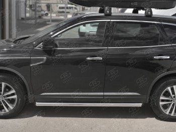 Защита порогов на SLITKOFF труба d63 Renault Koleos  2 (2016-2025) (защита порогов со скосами на торцах)