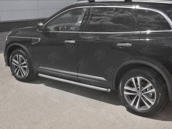 Защита порогов на SLITKOFF труба d63 Renault Koleos  2 (2016-2025) (защита порогов с закругленными торцами)