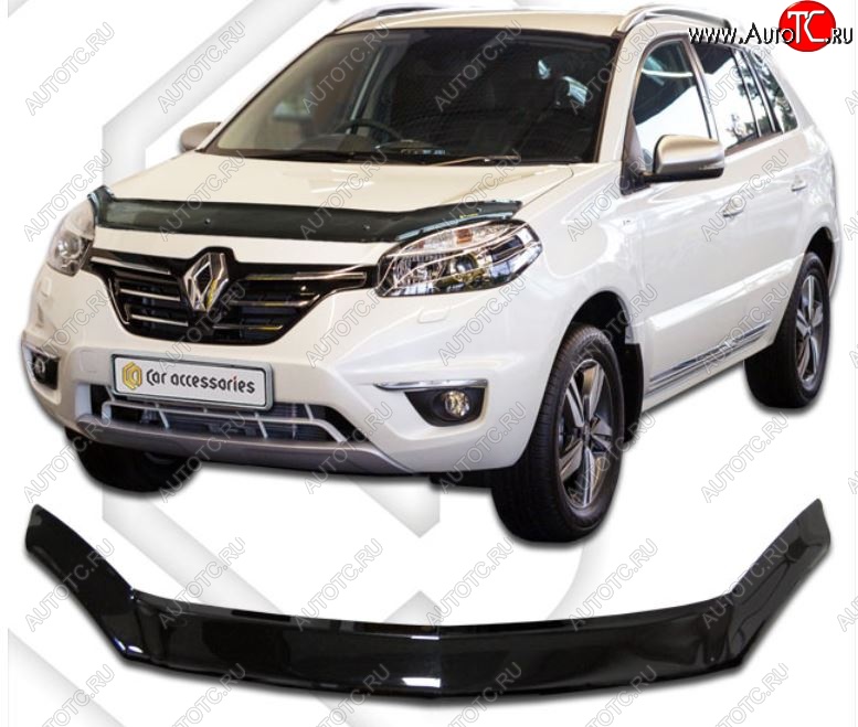 2 299 р. Дефлектор капота CA-Plastiс Renault Koleos 1 Phase 3 (2013-2016) (Classic черный, Без надписи)  с доставкой в г. Кемерово