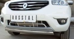 12 999 р. Защита переднего бампера (Ø75х42 мм, нержавейка) Russtal Renault Koleos 1 Phase 3 (2013-2016)  с доставкой в г. Кемерово. Увеличить фотографию 2