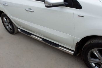 22 549 р. Защита порогов с пластиковыми вставками для ног из круглой трубы диаметром 76 мм SLITKOFF v2 Renault Koleos Phase 1 (2007-2011)  с доставкой в г. Кемерово. Увеличить фотографию 3