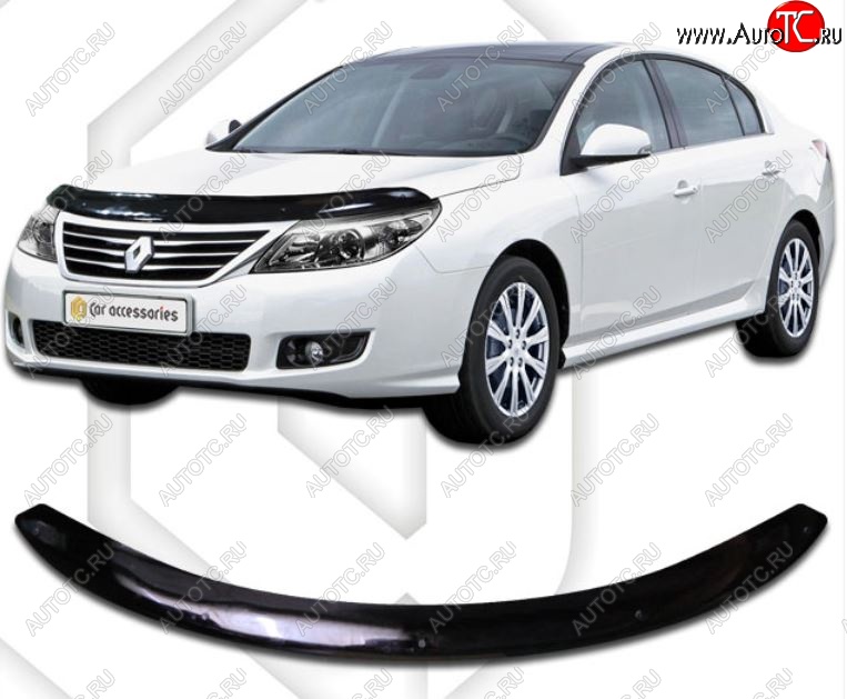 2 699 р. Дефлектор капота CA-Plastic Renault Latitude (2010-2018) (Classic черный, Без надписи)  с доставкой в г. Кемерово
