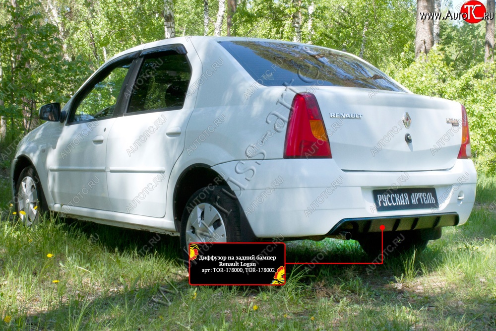 2 379 р. Диффузор на задний бампер RA   Renault Logan  1 (2004-2010) дорестайлинг (глянец) (Неокрашенный)  с доставкой в г. Кемерово
