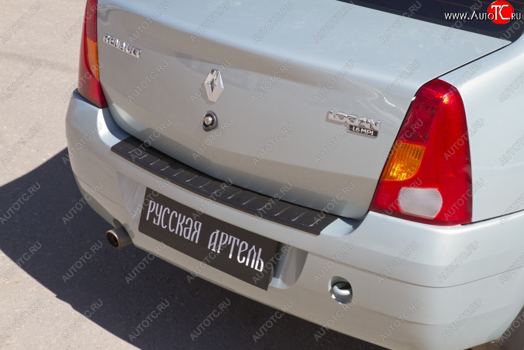1 129 р. Защитная накладка на задний бампер RA Renault Logan 1 дорестайлинг (2004-2010)  с доставкой в г. Кемерово